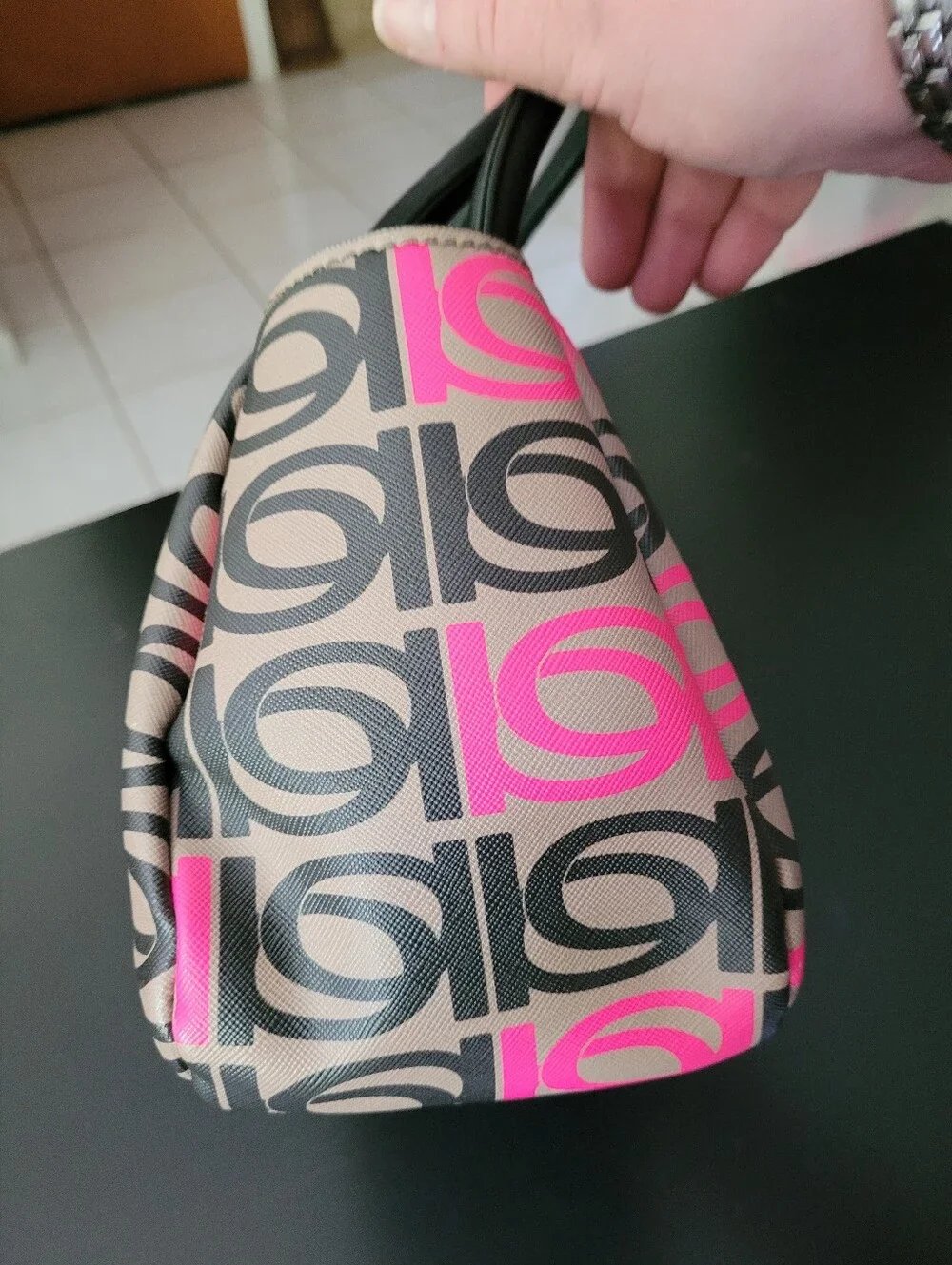 Bebe Women’s Patterned Top-Handle Bag in Black and Pink
